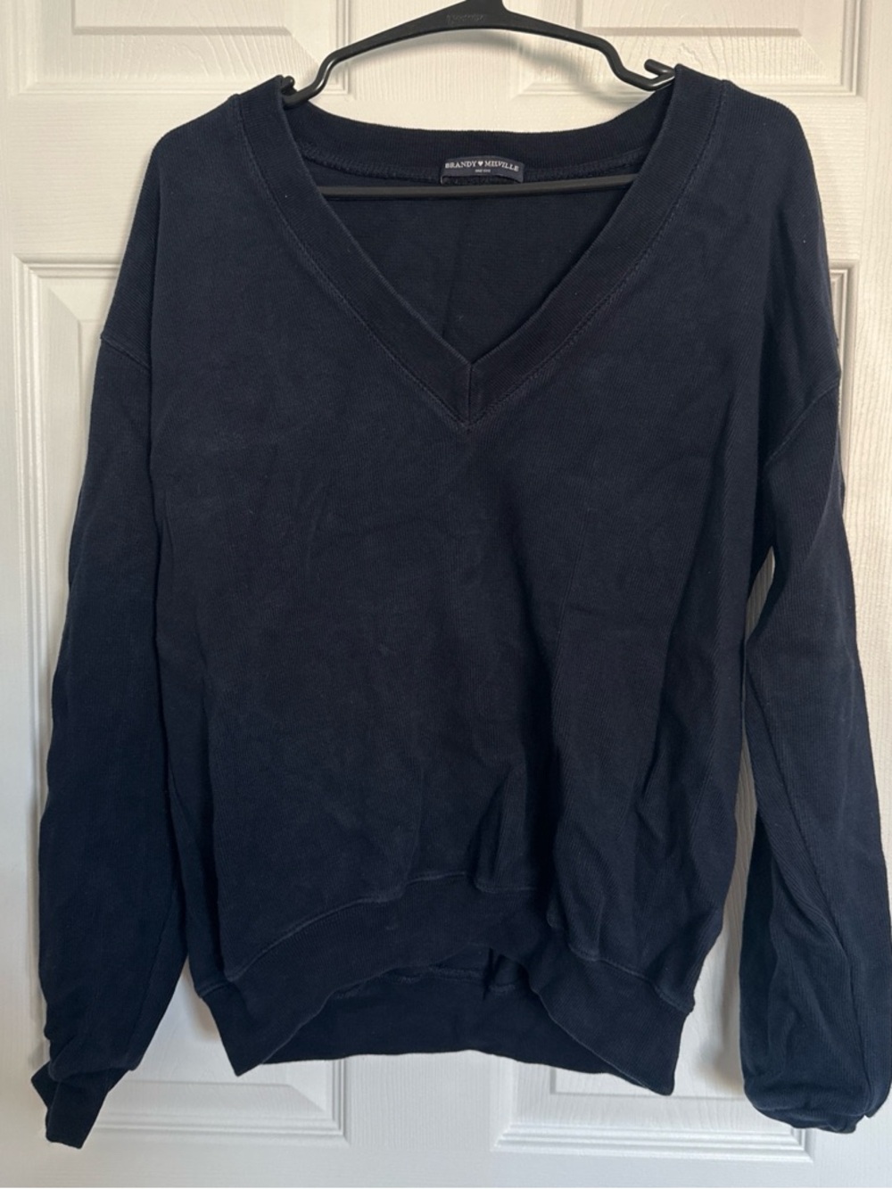 Brandy Melville Navy Knit V neck sweater